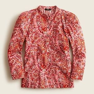 NWT J.Crew  Puff-Sleeve  Top in Oversized Paisley